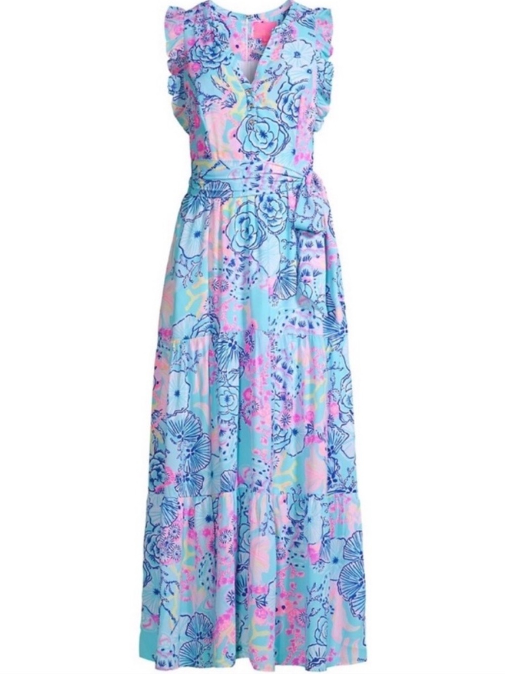 Lilly Pulitzer Destin Maxi Dress Once Upon a Tide Blue Pink | Size 2 EUC - Picture 14 of 14